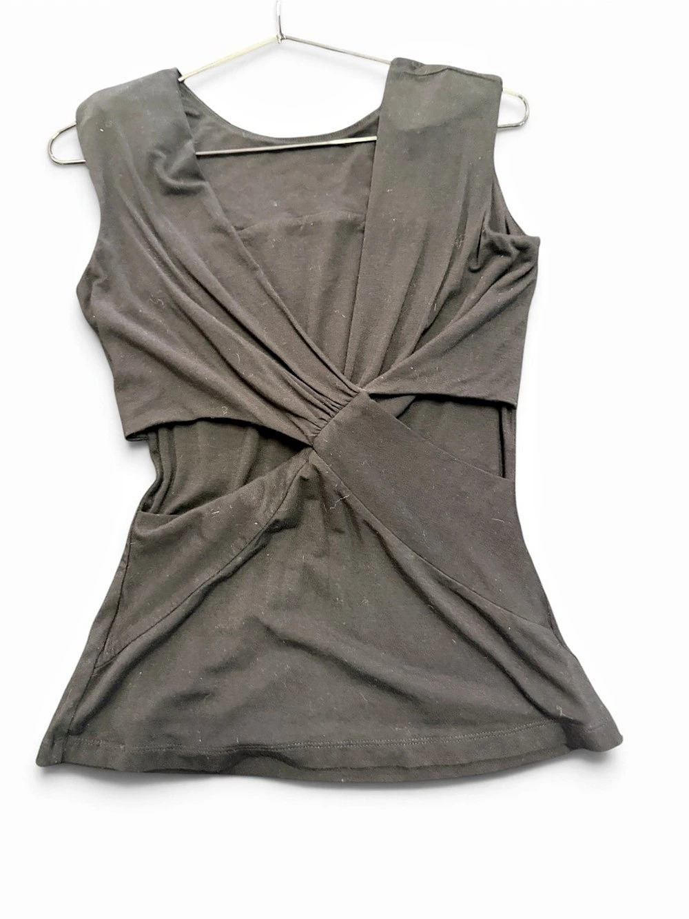 bebe Ruched Wrap Front Tank Top in Black Size XS